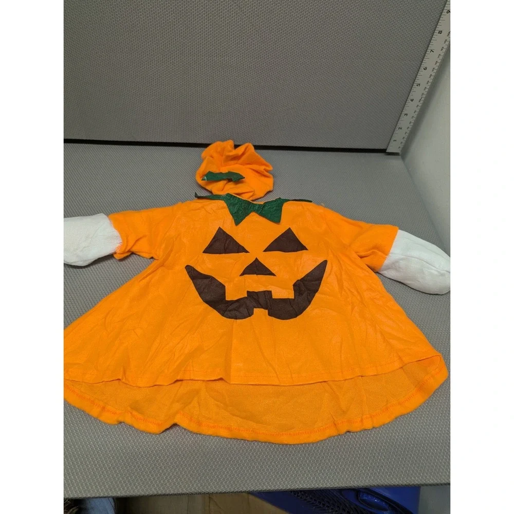 Halloween Pumpkin Porch Goose Costume Jack-O-Lantern Tunic and Hat Set Orange